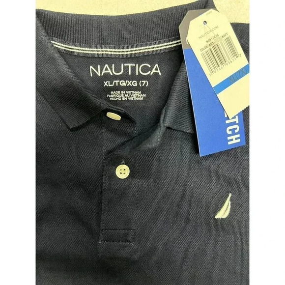 Nautica Boys' Short Sleeved Polo Navy Blue. Size XL (7X) NWT - Picture 3 of 5